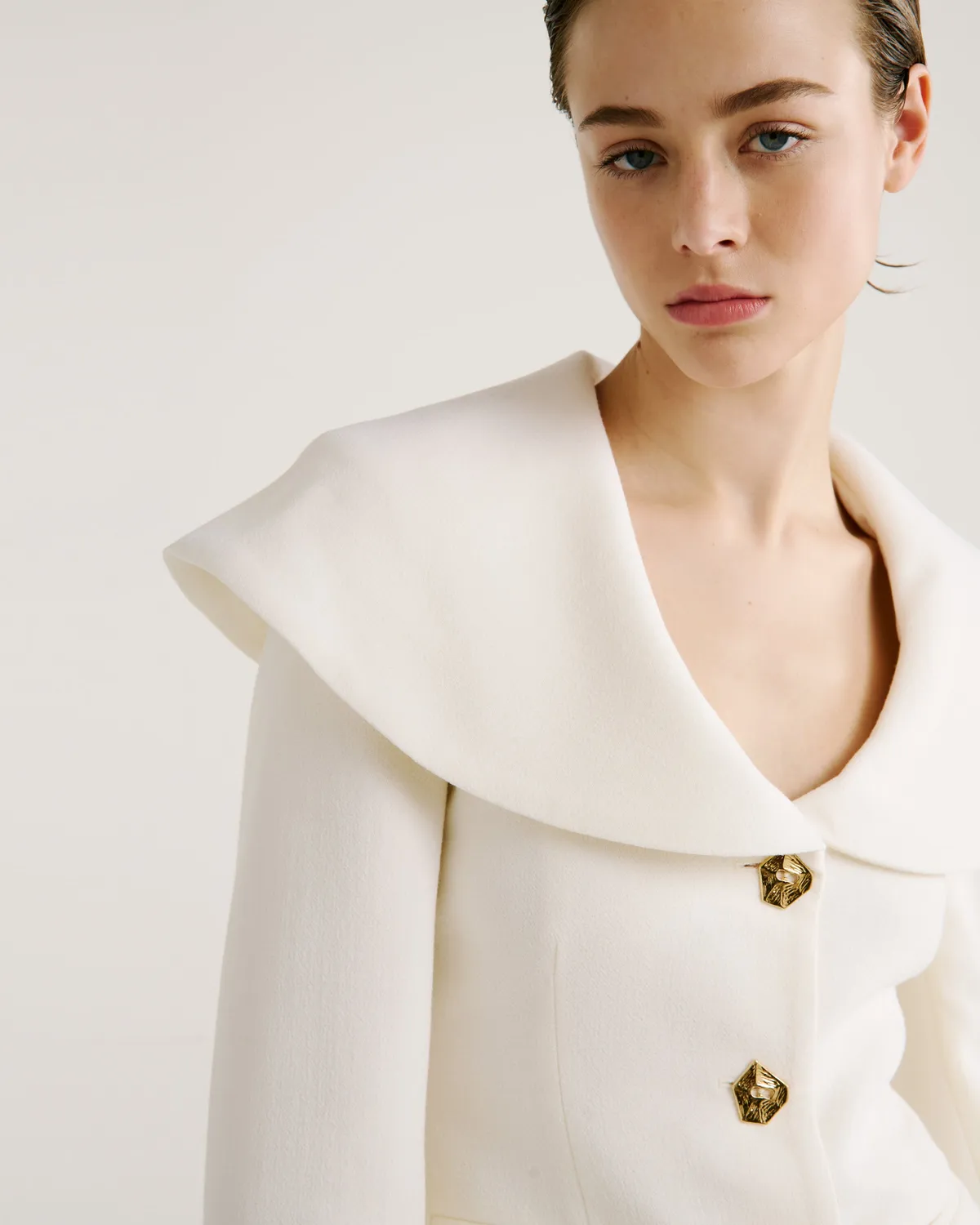 Violante Nessi Amato blazer avorio lana double crepe