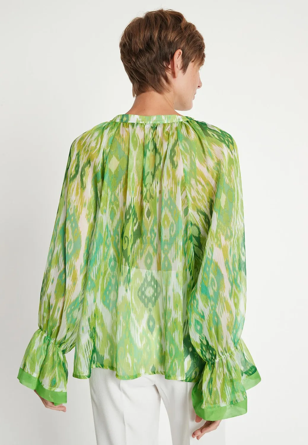 Ana Alcazar Lilori blusa chiffon verde fantasia