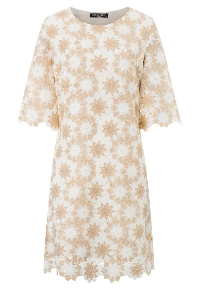 Ana Alcazar Padea abito in pizzo beige corto