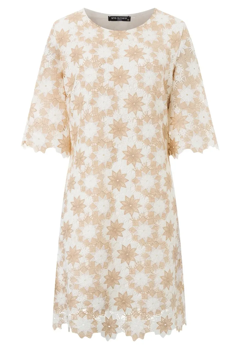 Ana Alcazar Padea abito in pizzo beige corto