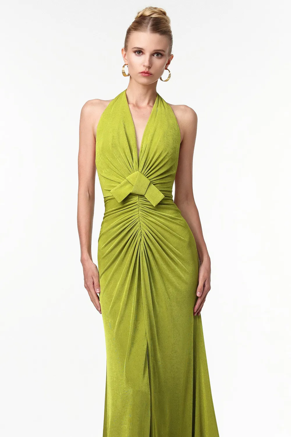 Bella Barnett Jalila abito maxi verde scollo V spacco