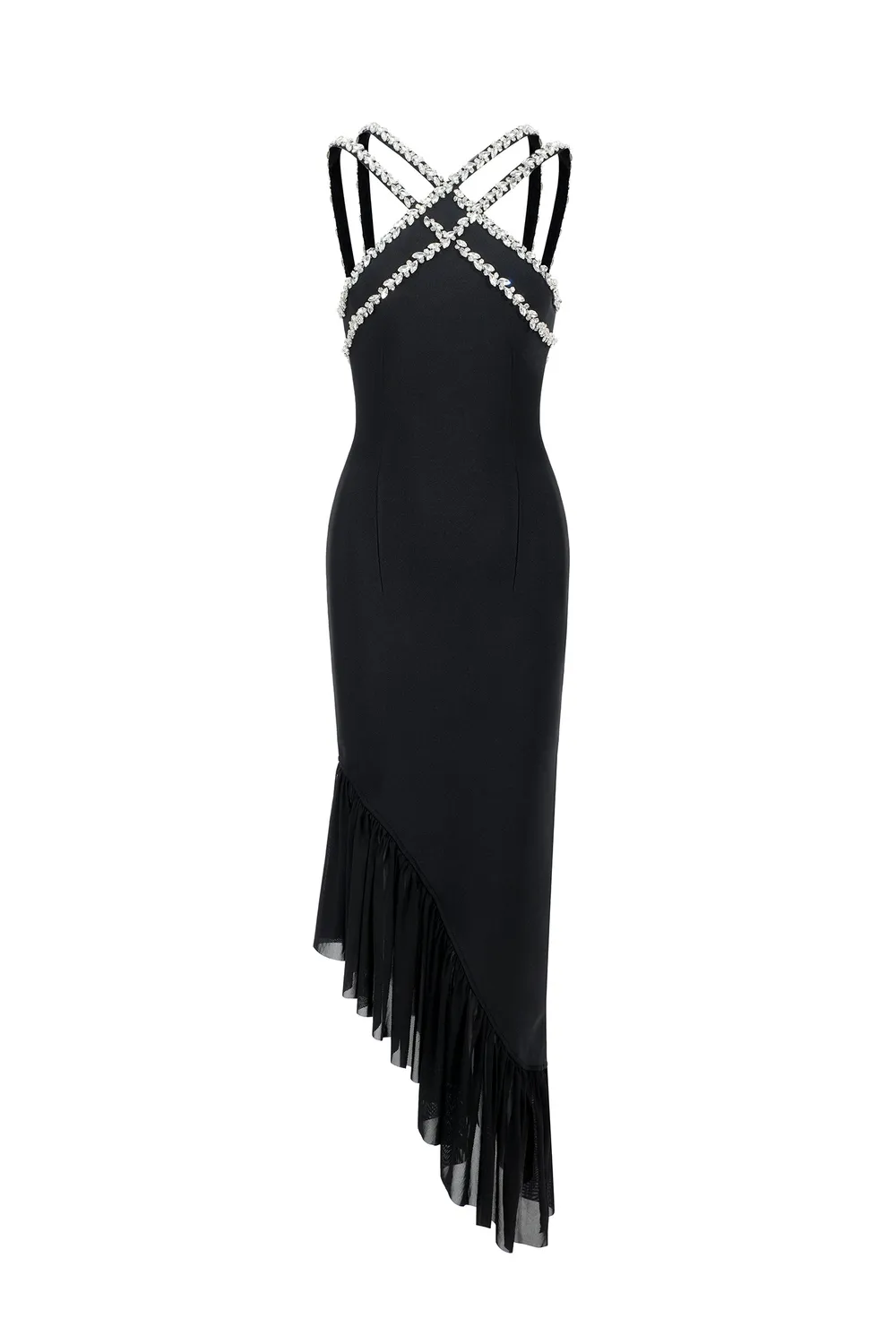 Bella Barnett Nialla abito maxi bandage nero strass