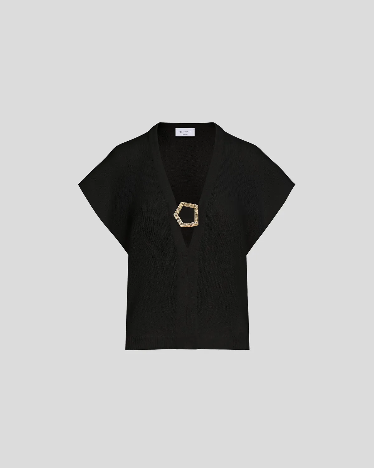 Violante Nessi Kooning top nero cashmere scollo V