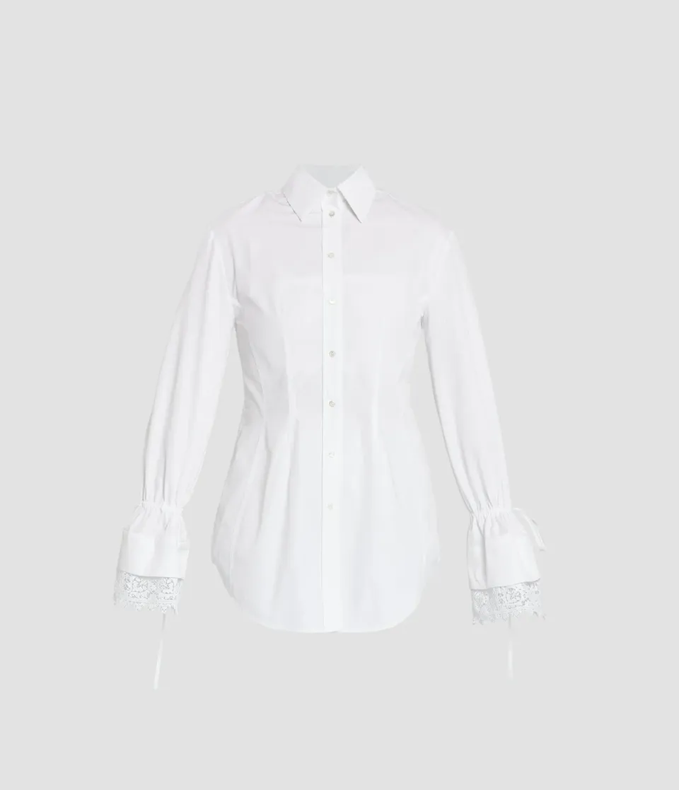 Erdem Cotton Poplin camicia bianca pizzo