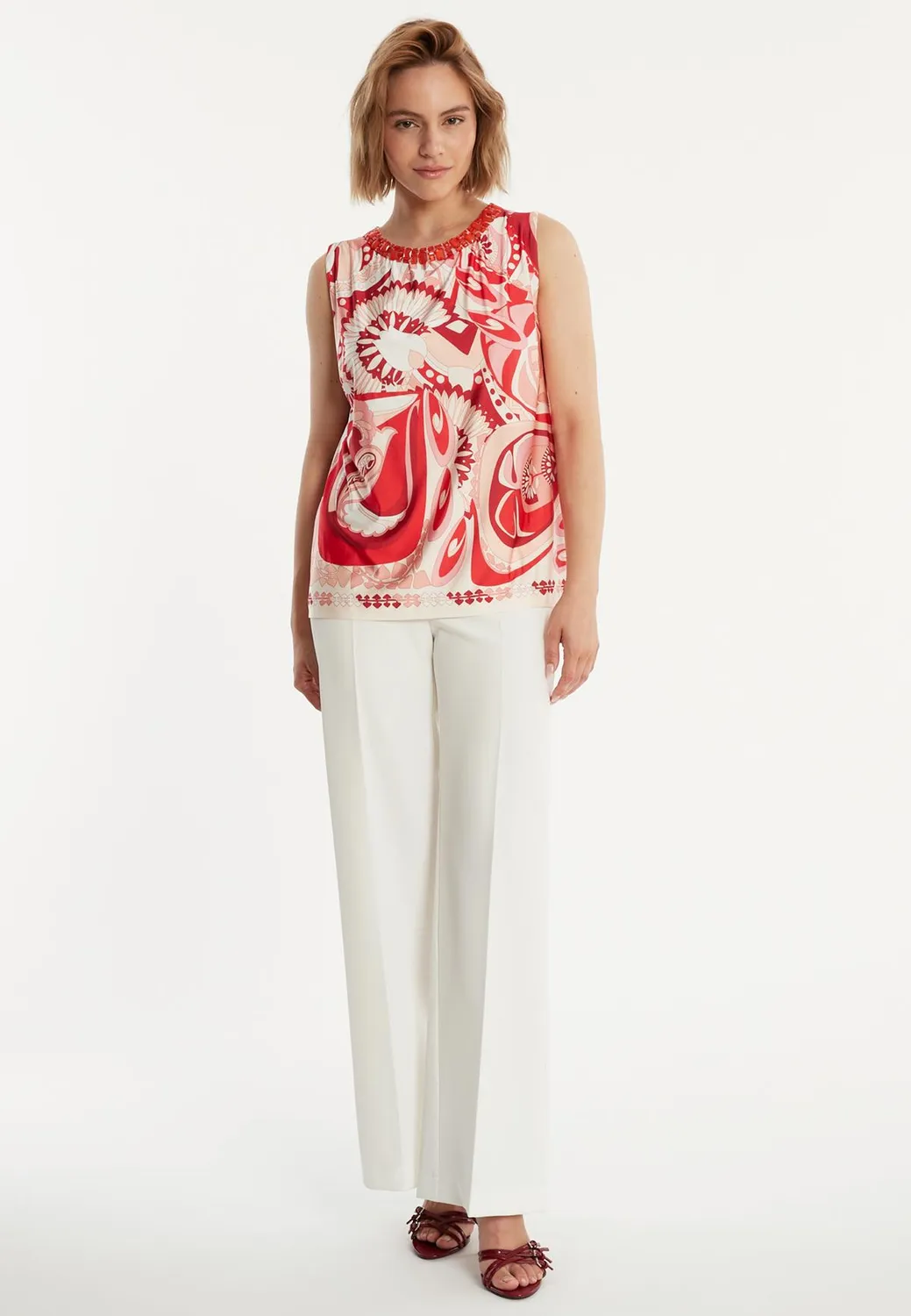 Ana Alcazar Zinusa top jersey scollo tondo