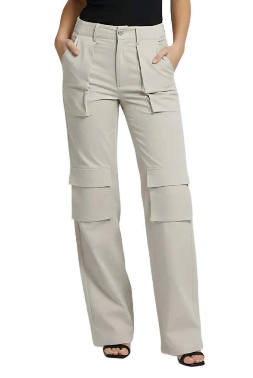 Avinci High Waist Tailored Cargo pantaloni bianchi tasconi