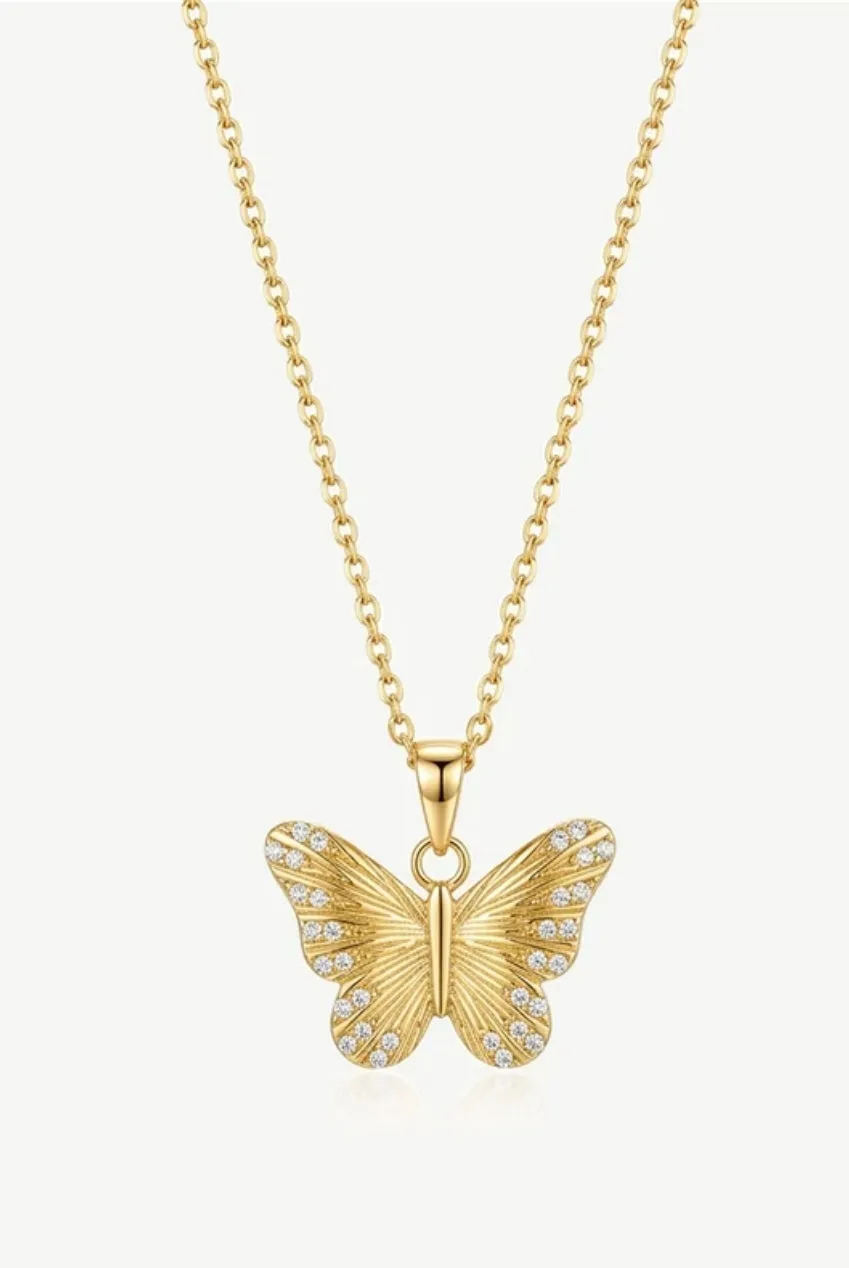 MUCHV collana farfalla testurizzata oro con pietre