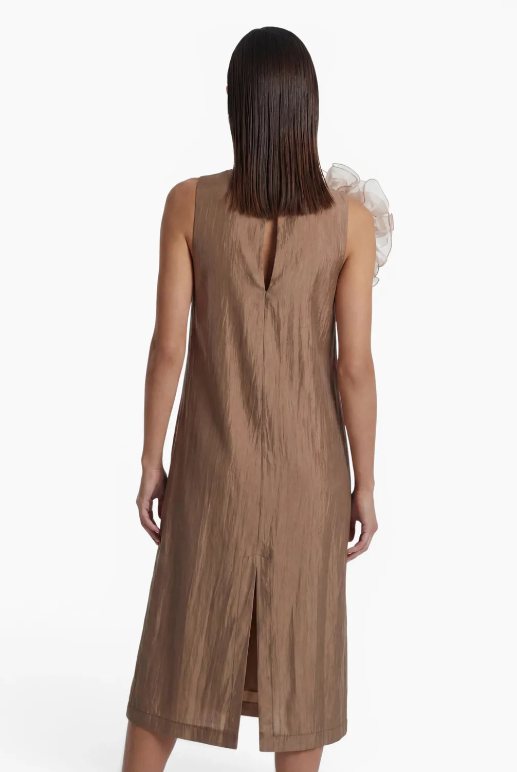 Ana Alcazar Davie abito midi lyocell cappuccino fiore