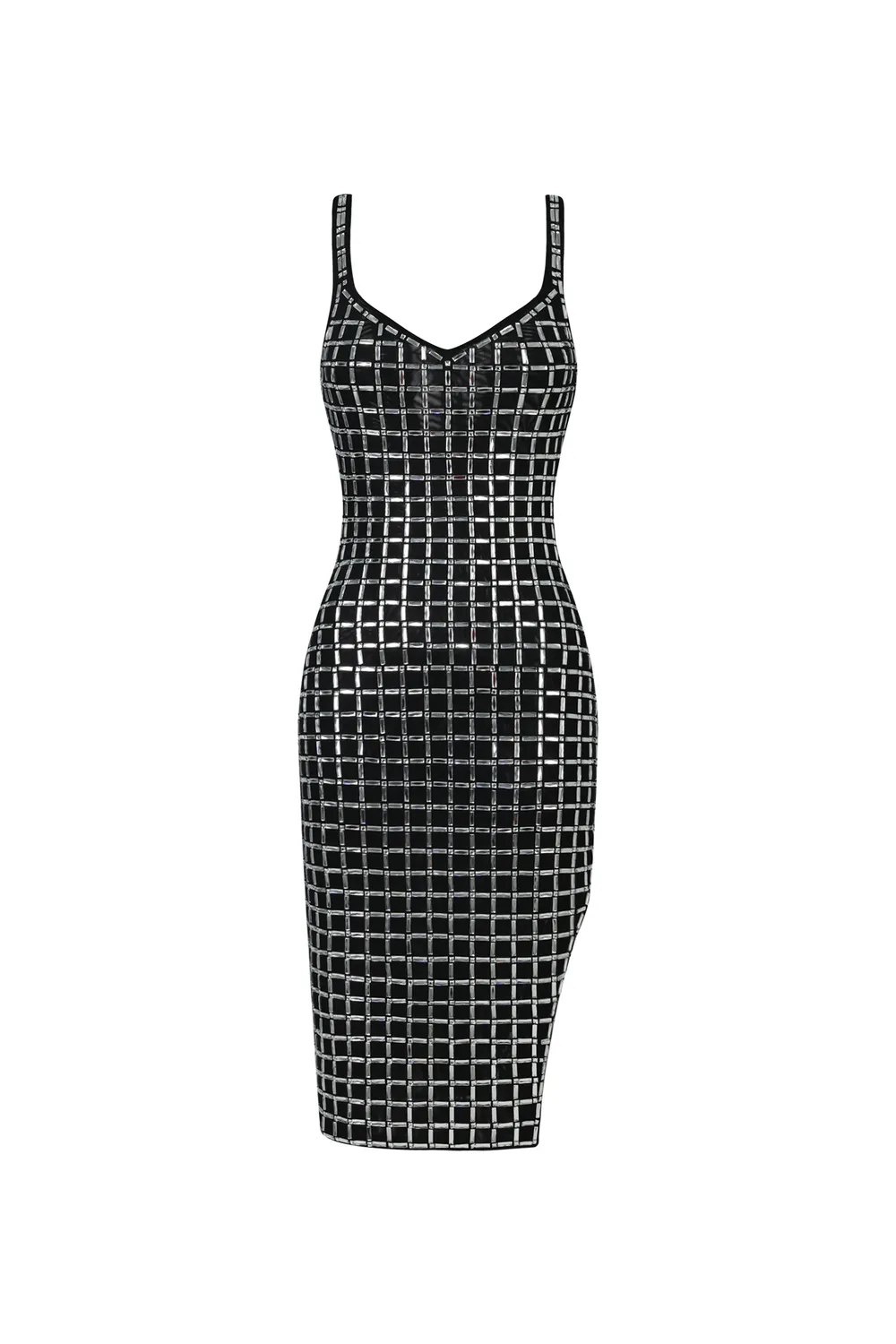Bella Barnett Sabriya V-Neck abito midi nero diamante