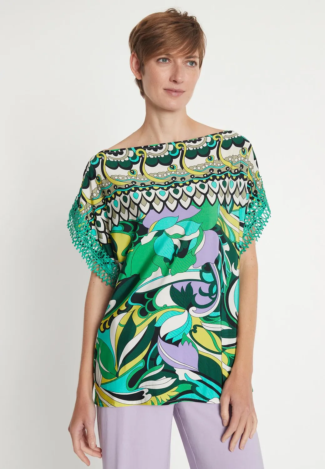 Ana Alcazar Lorisa camicia fantasia maniche pizzo