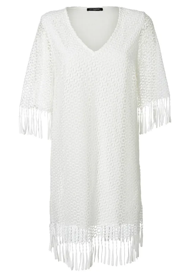 Ana Alcazar Rajana abito tunica in pizzo bianco