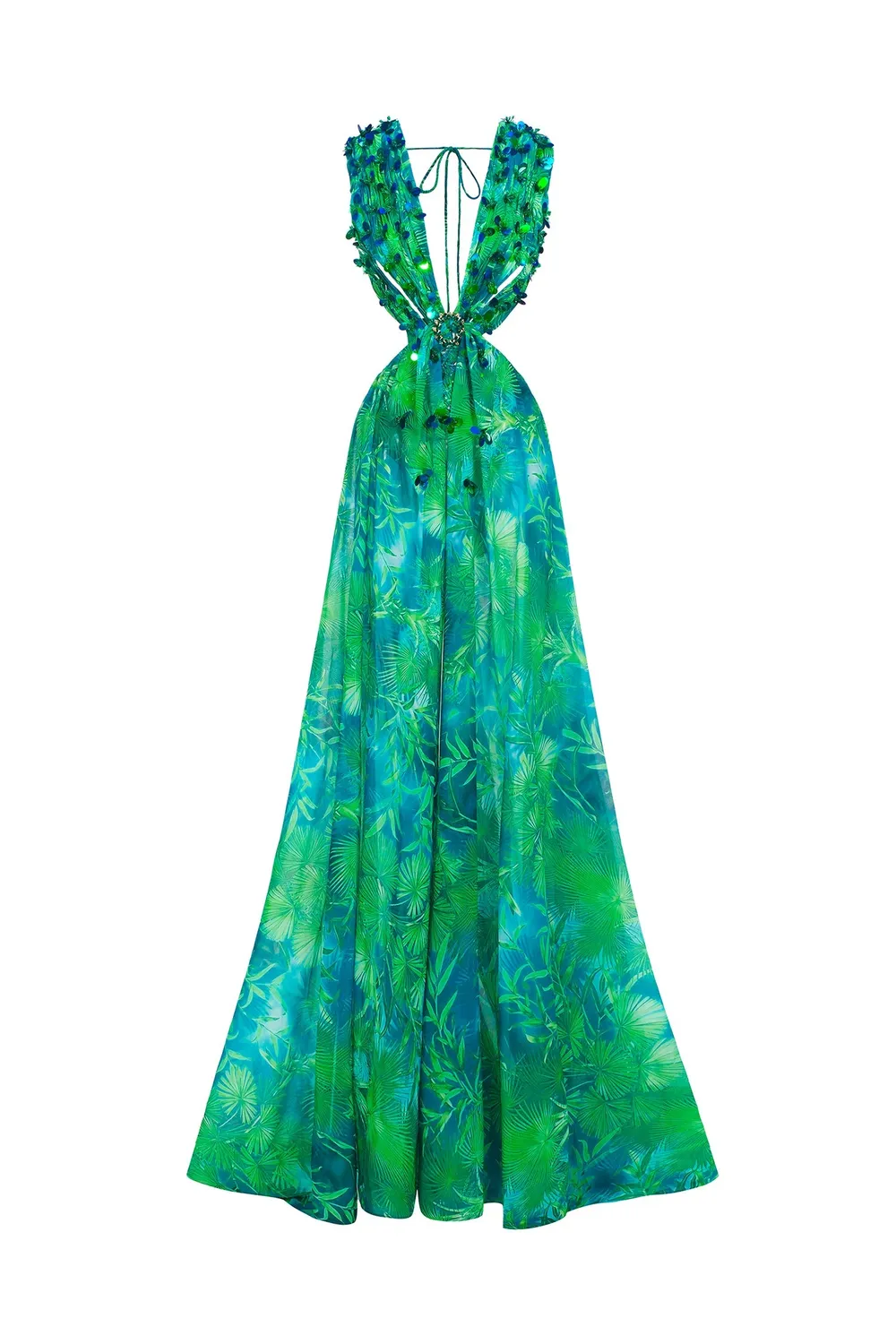 Bella Barnett Yoland abito maxi verde stampa floreale