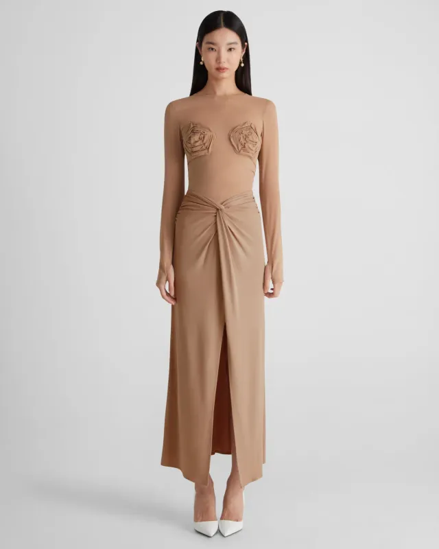 Violante Nessi Doria top beige georgette seta