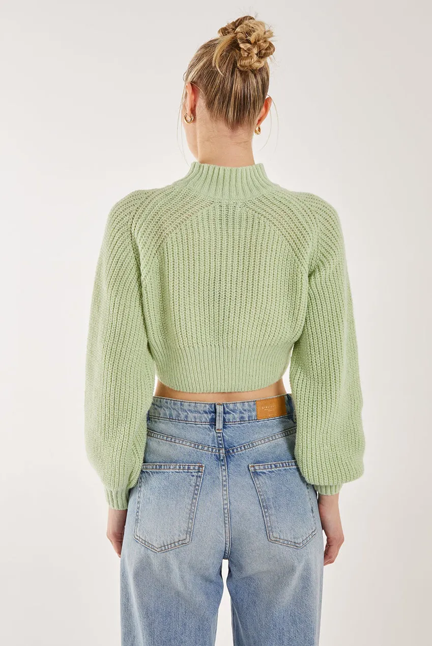 Pink Vanilla High Neck maglione verde collo alto S/M