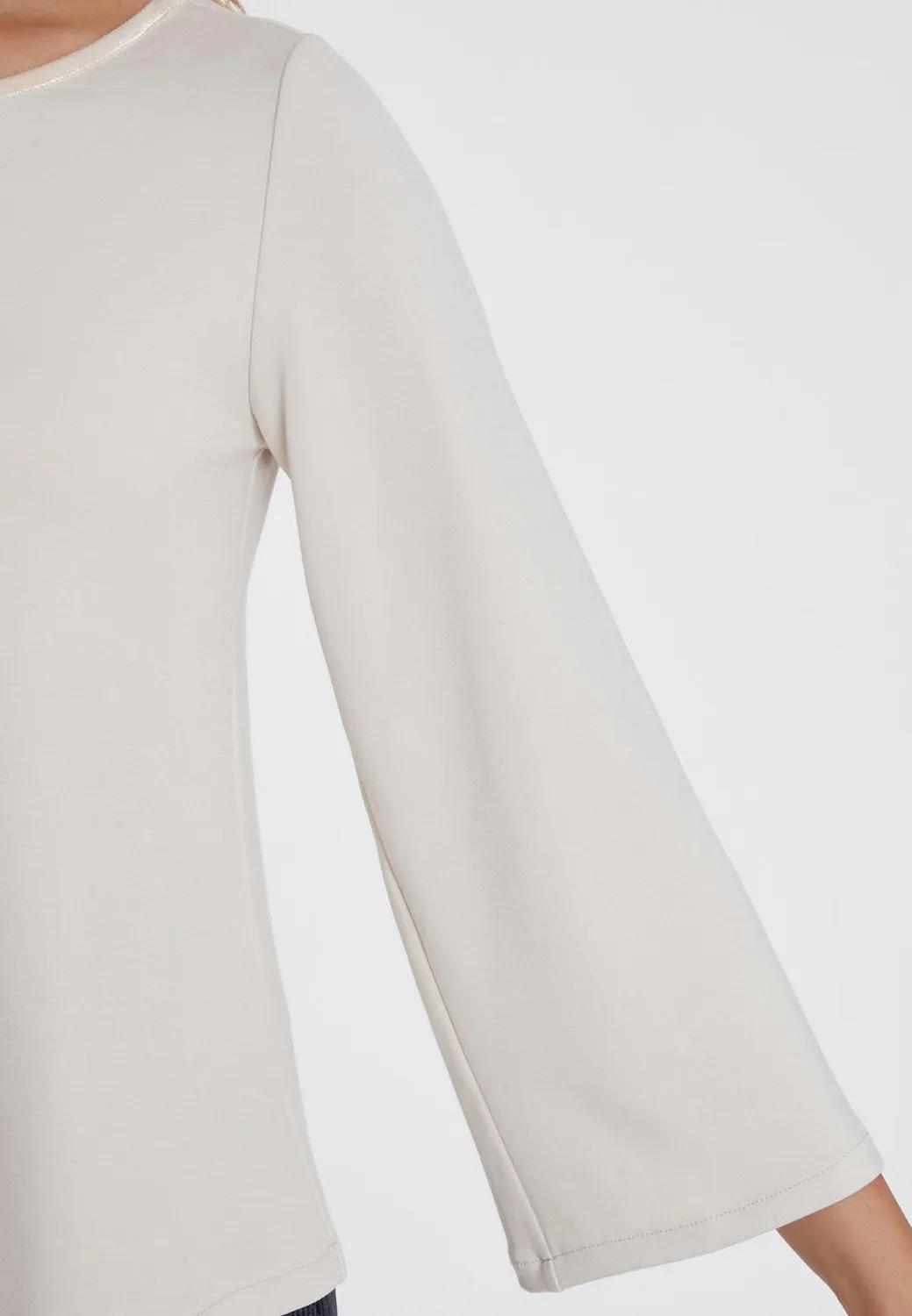 Ana Alcazar Serina top jersey avorio maniche tromba