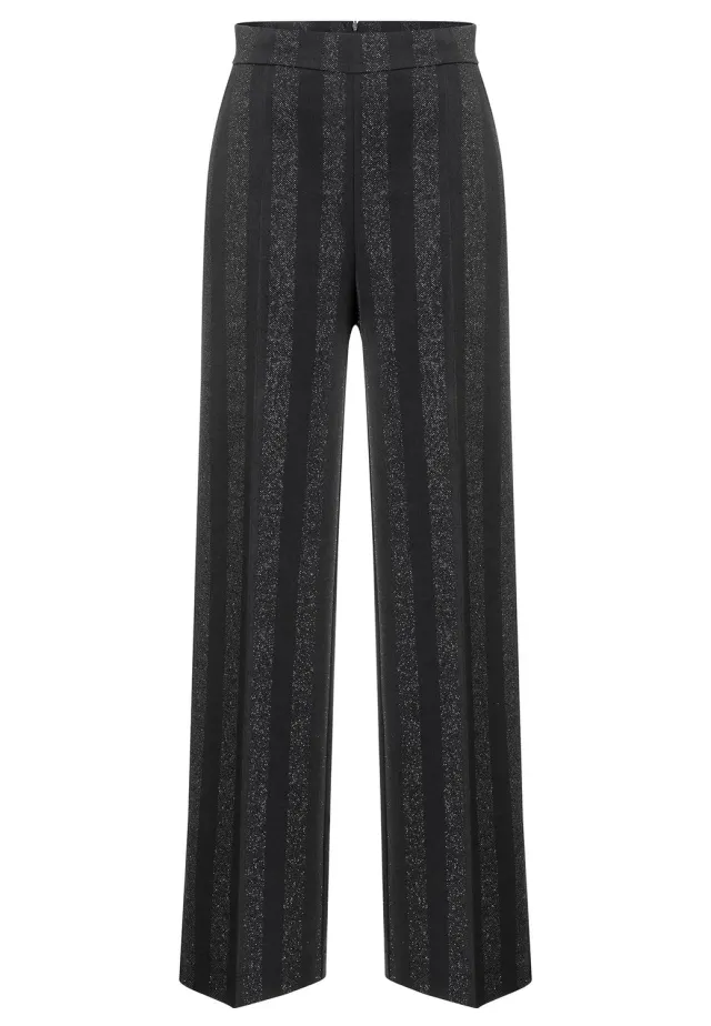 Ana Alcazar Samsa pantaloni larghi neri riga lurex