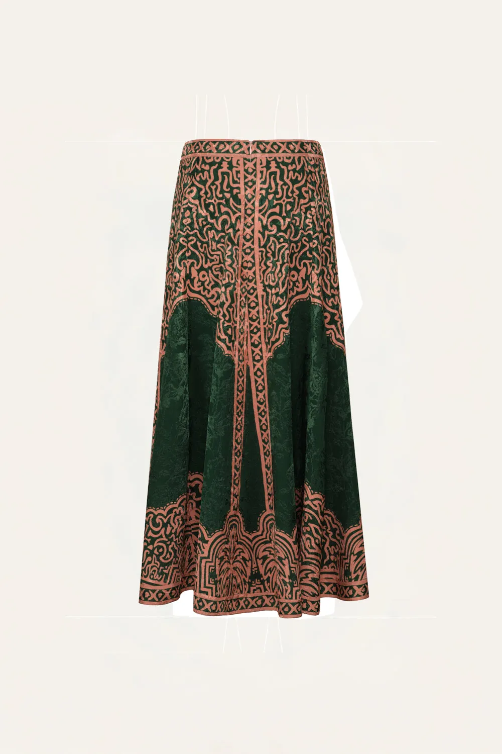 Johanna Ortiz Encanto De Isla Gonna Midi Verde Salmone