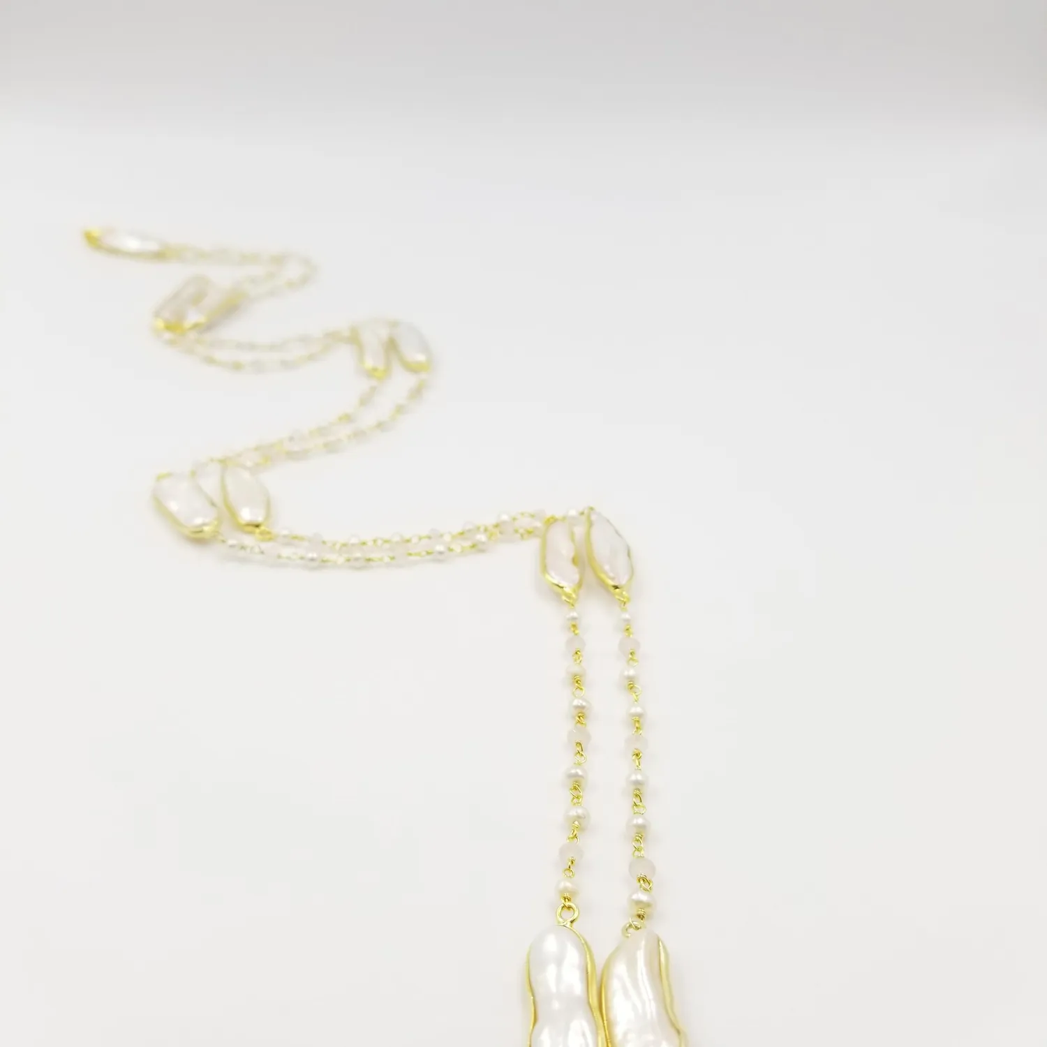 Our Dve Long Pearl Rose Quartz collana quarzo rosa