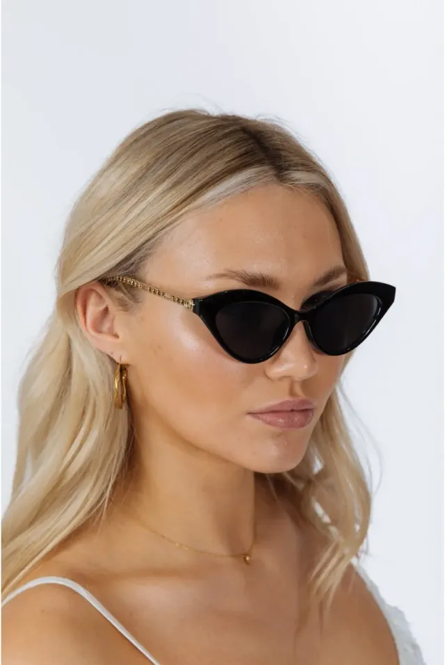 SVNX Cat Eye occhiali da sole neri montatura oro UV400