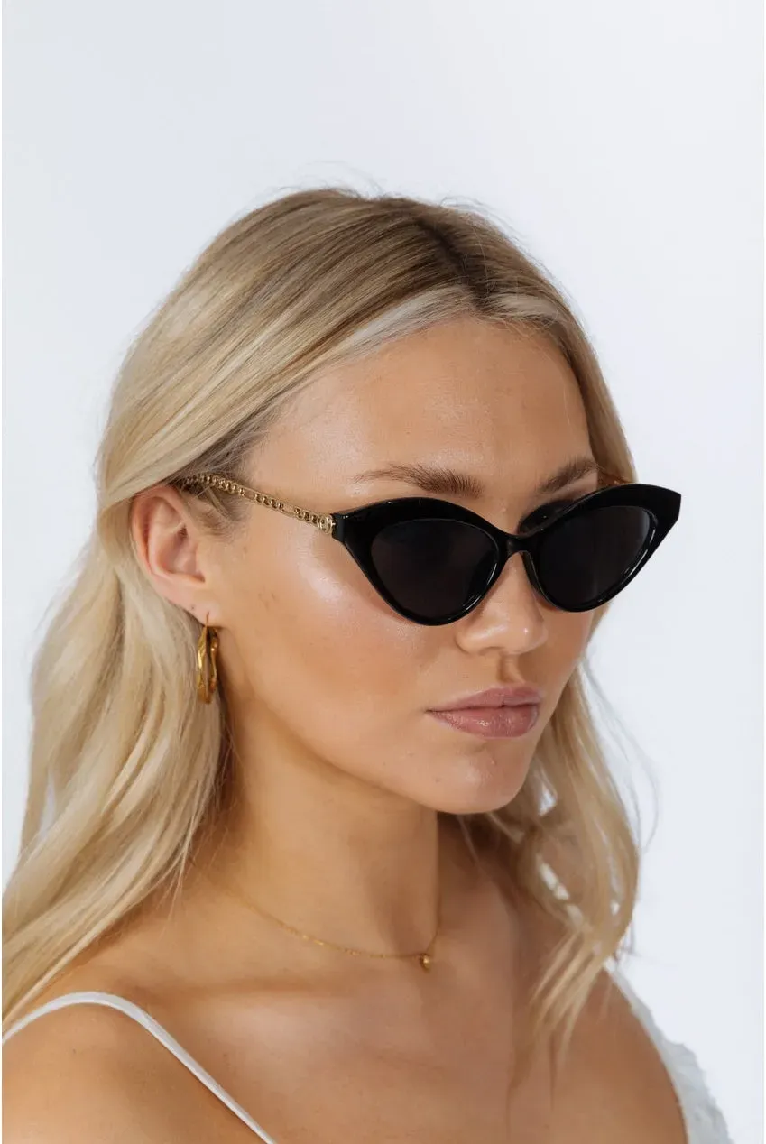 SVNX Cat Eye occhiali da sole neri montatura oro UV400