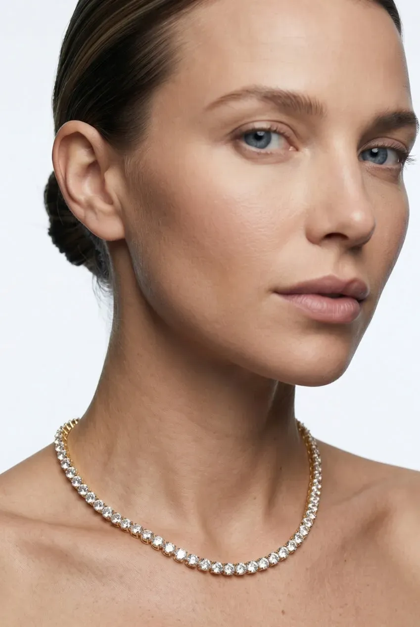 Goddiva Shikaku collana tennis oro pietre chiare