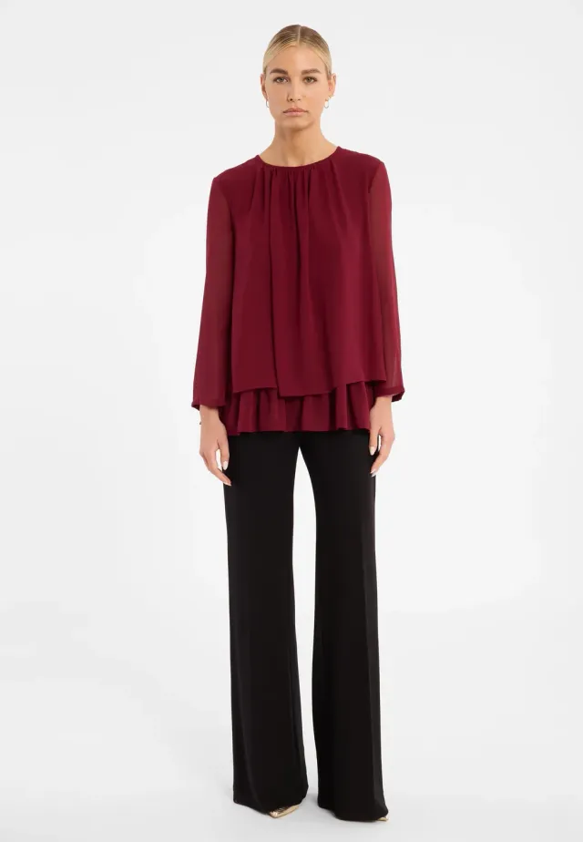 Ana Alcazar Cosmi top chiffon bordeaux ampio sera