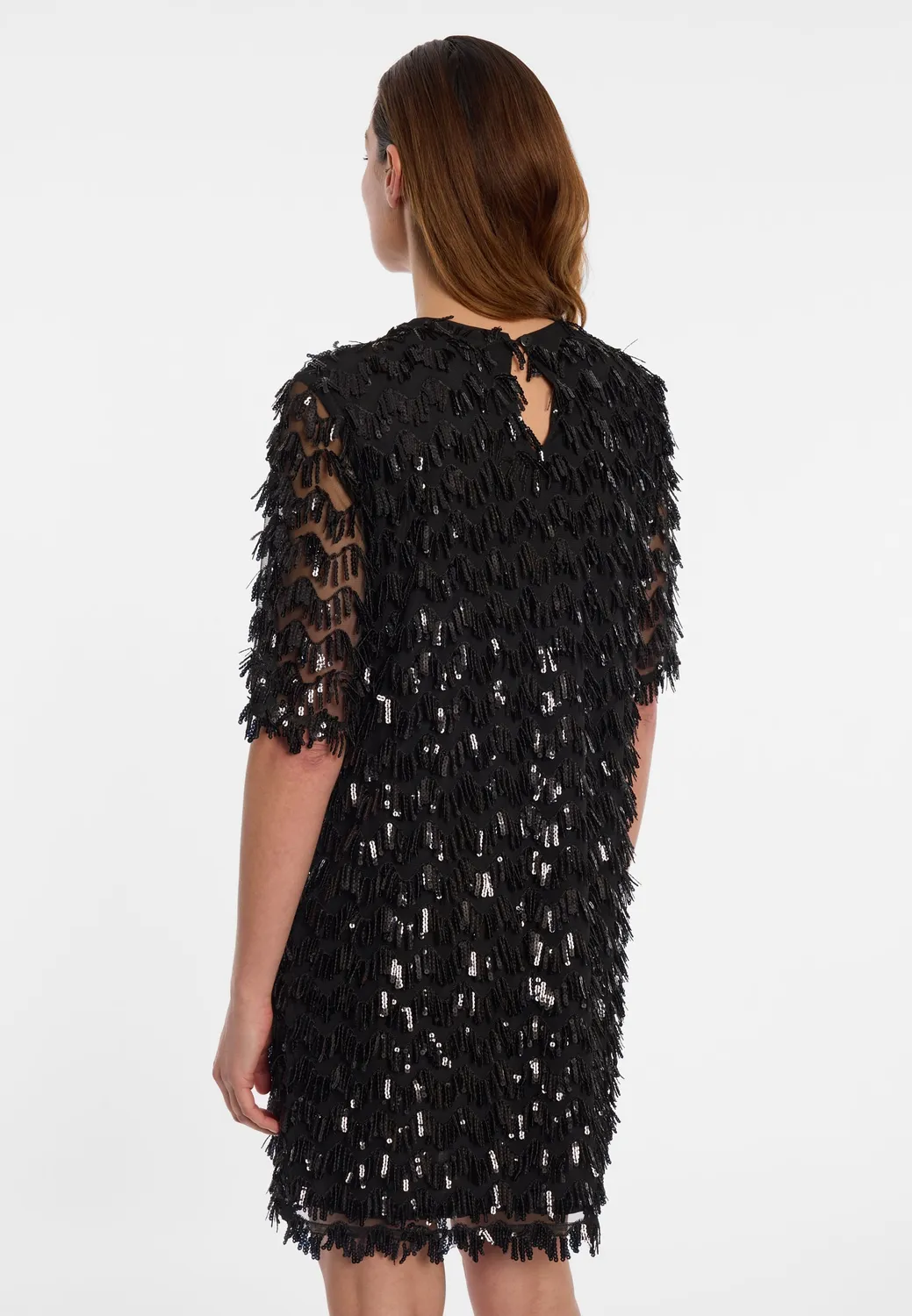 Ana Alcazar Ephelia abito frange corto paillettes