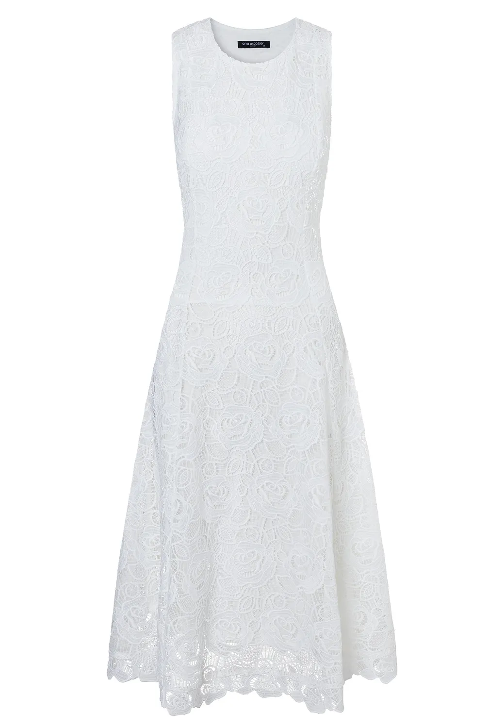 Ana Alcazar Duval abito in pizzo bianco midi