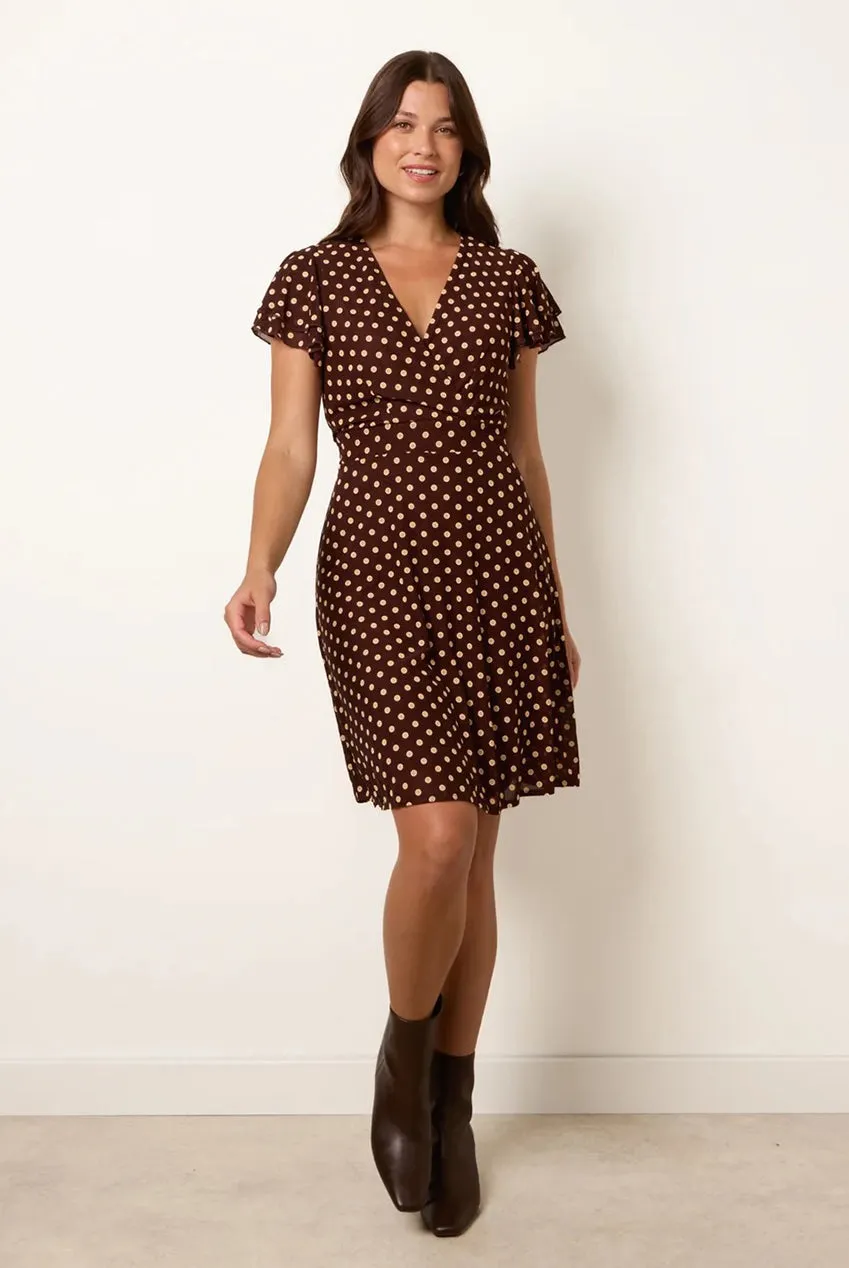 Blue Vanilla Spot Mesh abito pois marrone cioccolato