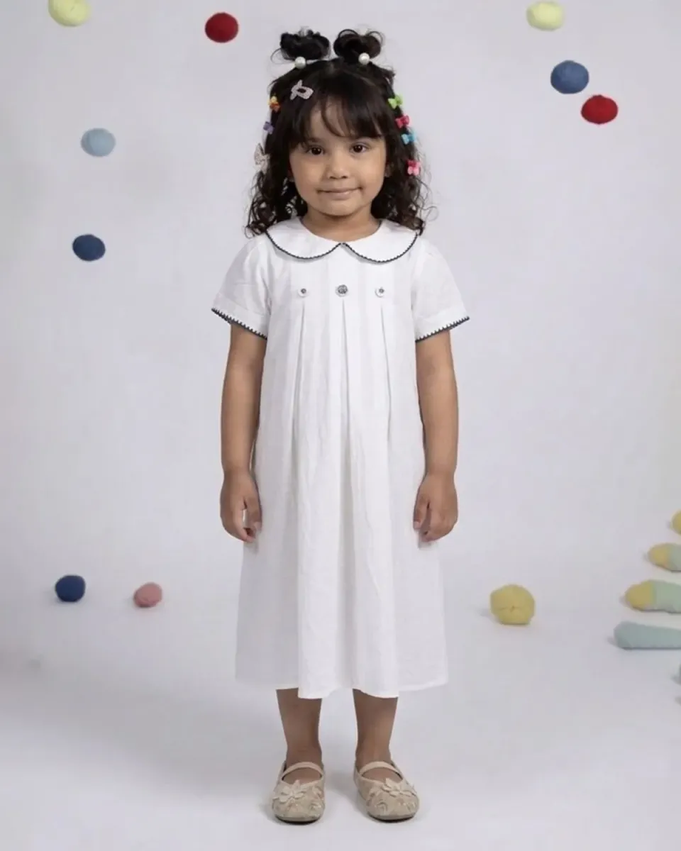 Our Dve Coco abito bambina bianco cotone