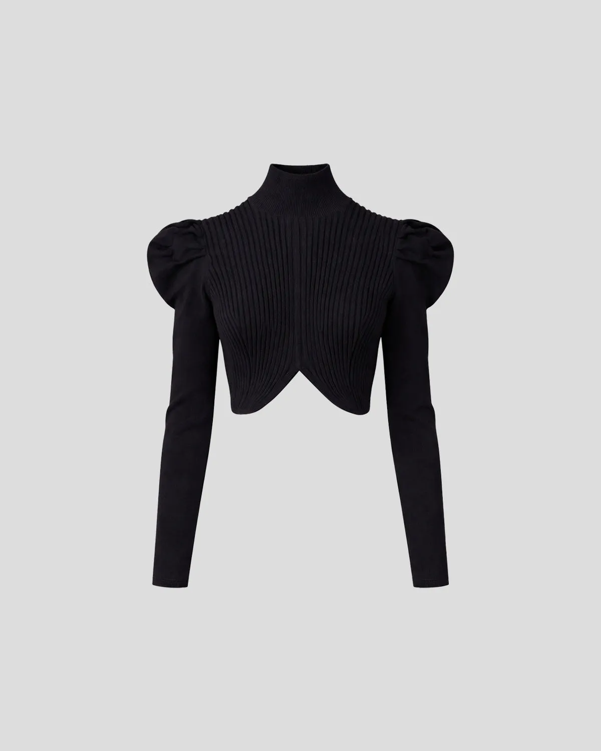 Violante Nessi Vasarely top nero viscosa collo alto crop