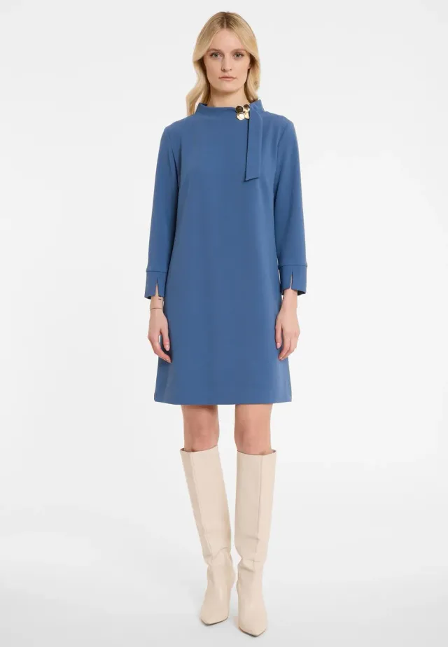 Ana Alcazar Adosa Abito Svasato Blu Anni 60