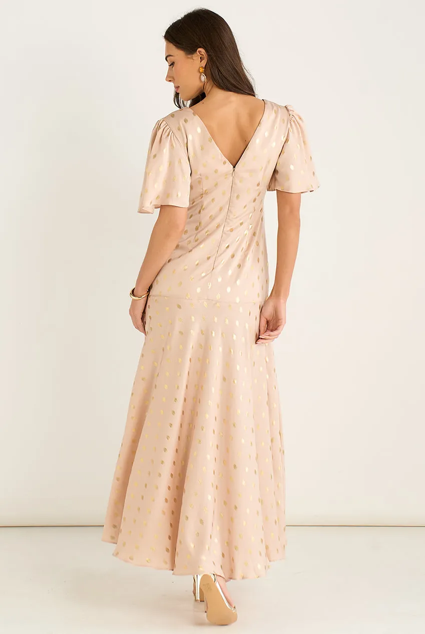 Gini London Stone Angel Sleeves abito maxi stone foil