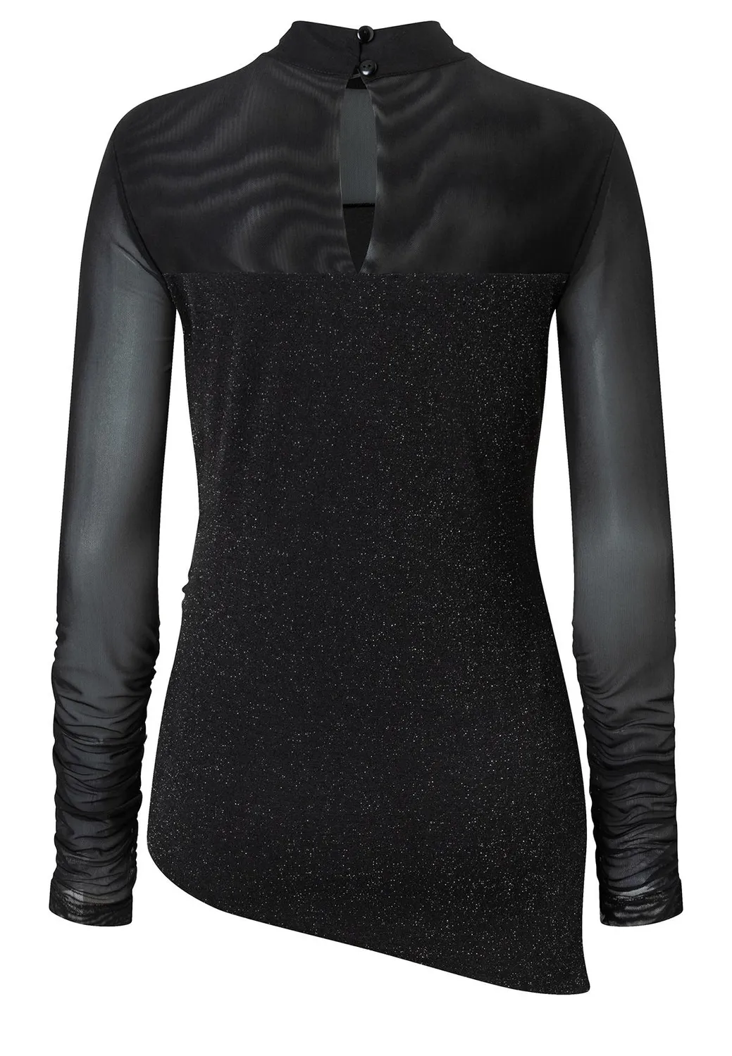 Ana Alcazar Tarla top lurex nero maniche rete serale