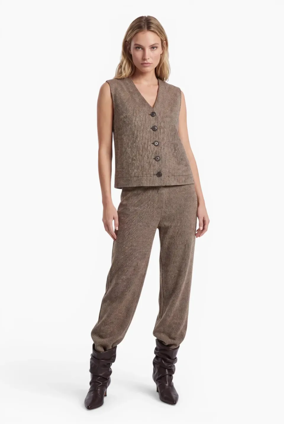 Ana Alcazar Enolyra gilet tweed elasticizzato