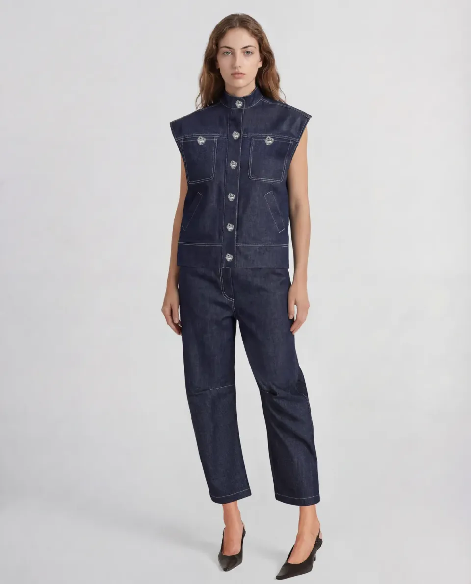 Violante Nessi Fia gilet blu denim organico