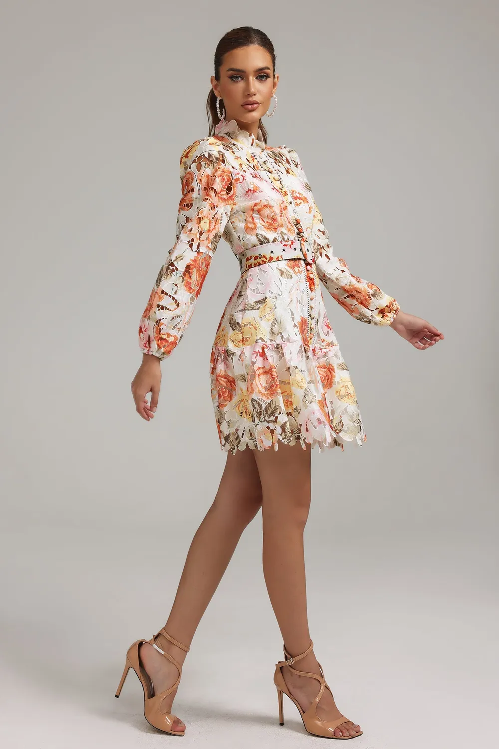 Bella Barnett Jenny abito mini floreale S maniche lunghe