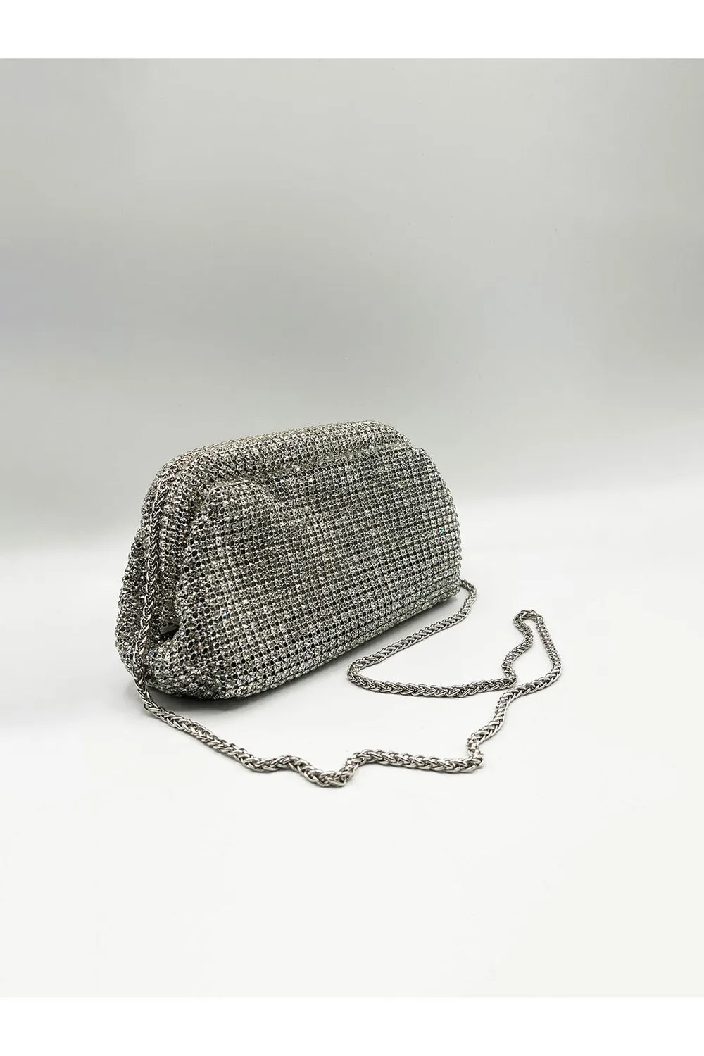 SVNX Crystal Pouch clutch argento pochette sera