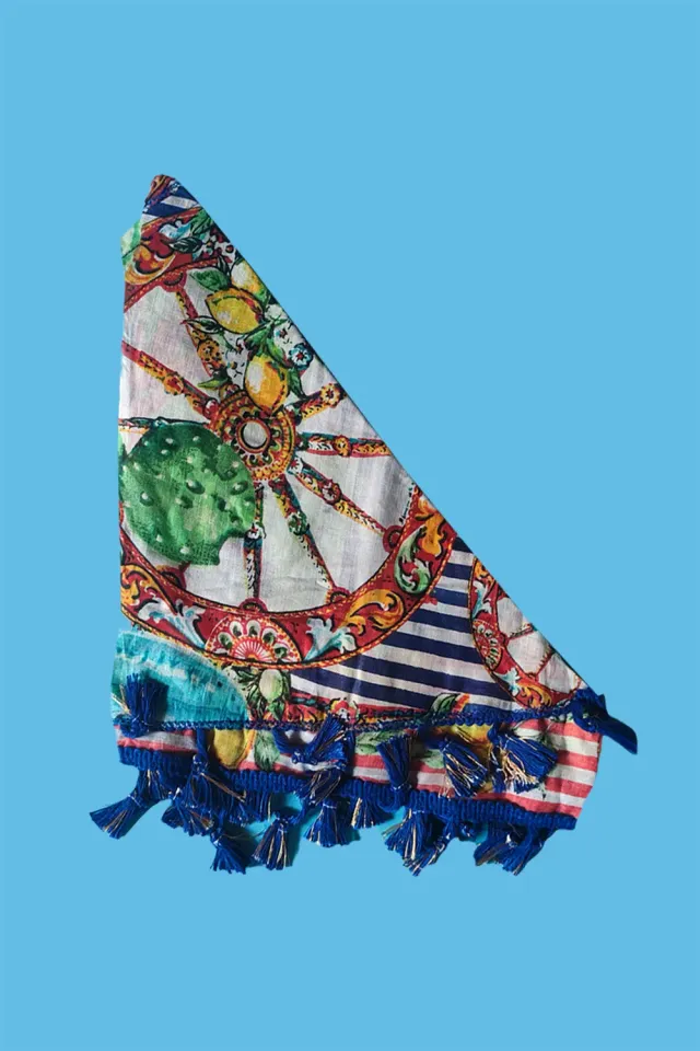 Antica Sartoria Sicilia DV2126 foulard blu in cotone