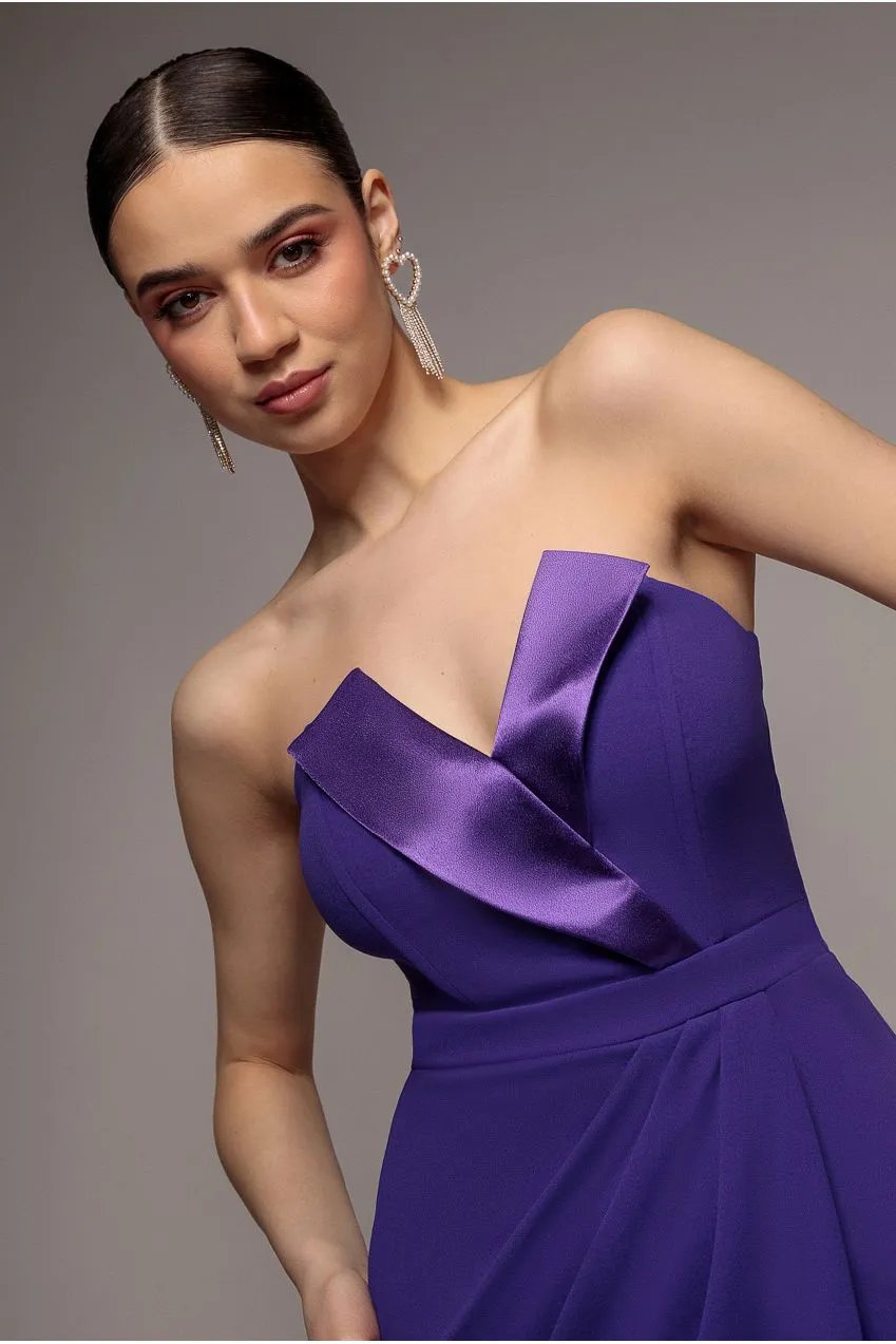 Goddiva Scuba abito midi viola bodycon spacco