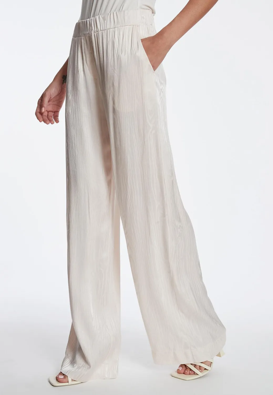 Ana Alcazar Zarosa pantaloni larghi raso bianchi