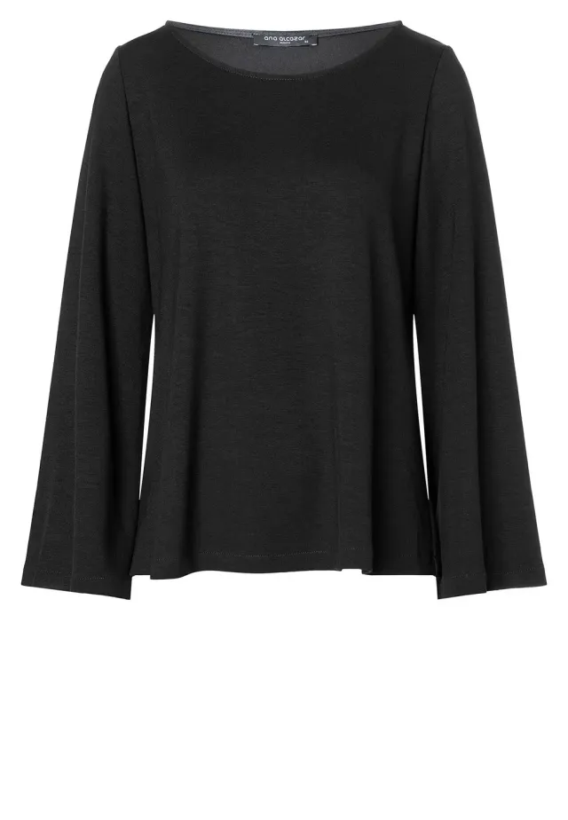 Ana Alcazar Sitti top nero jersey manica tromba