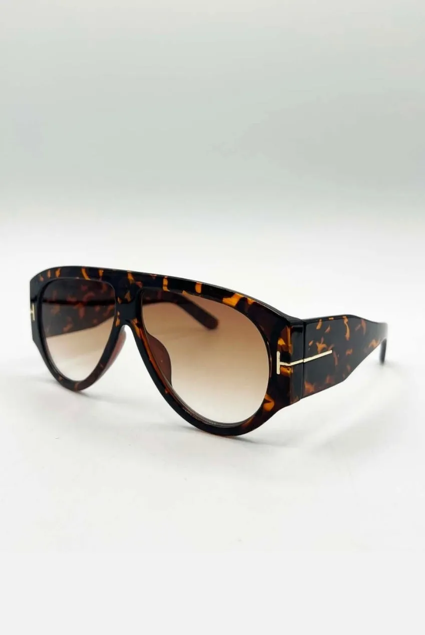 SVNX Rounded occhiali da sole tartaruga oversize UV400
