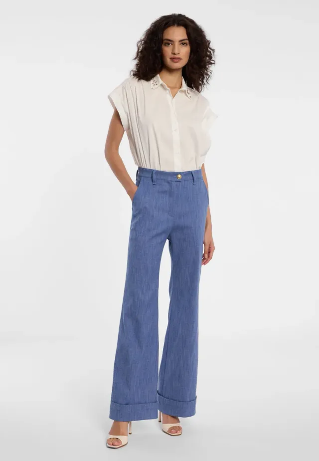 Ana Alcazar Doari Bootcut jeans zampa denim risvolto