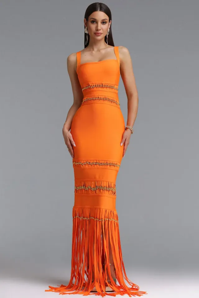 Bella Barnett Shanley Chic Contour abito maxi arancione