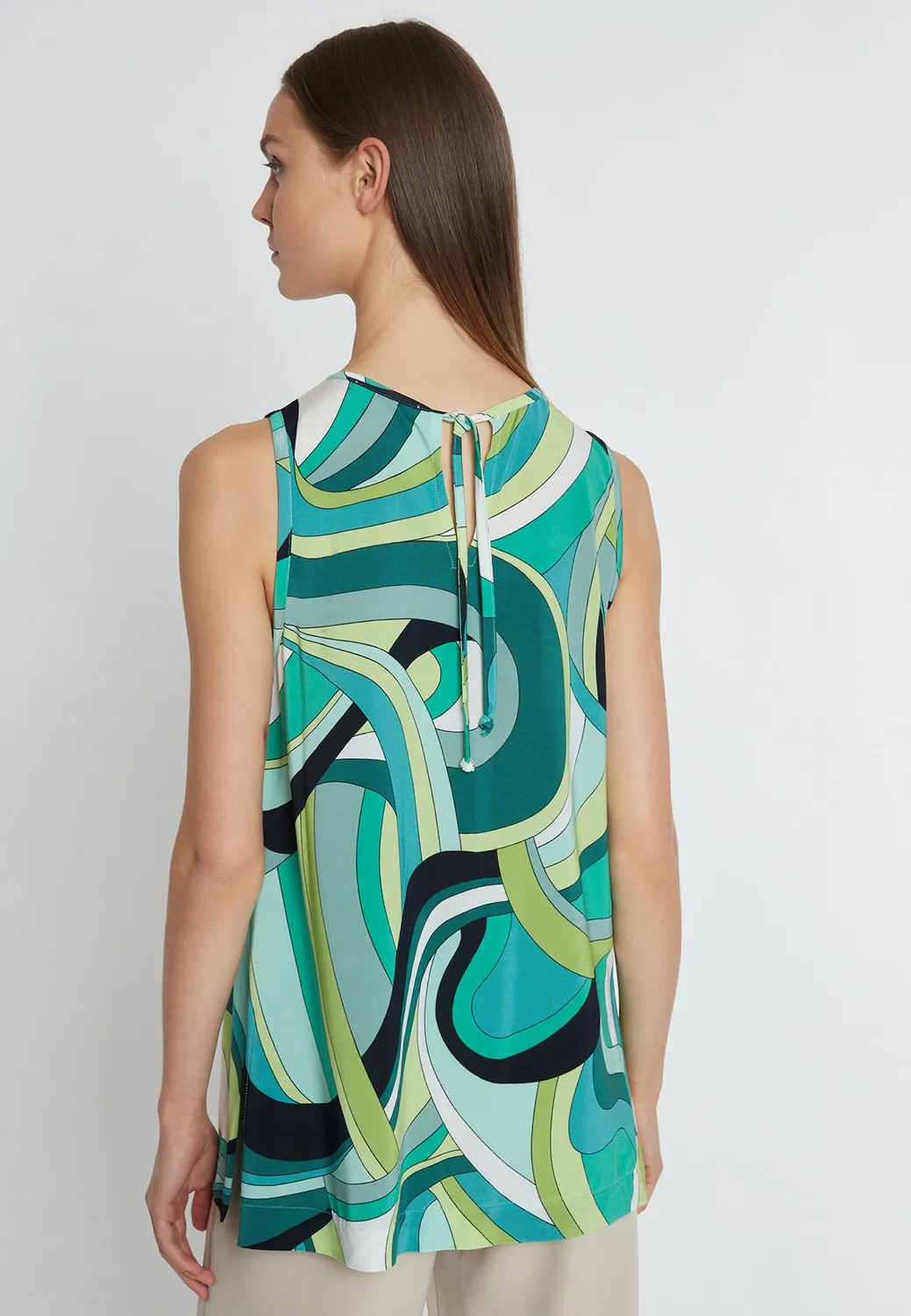 Ana Alcazar Ricoa top jersey verde scollo goccia