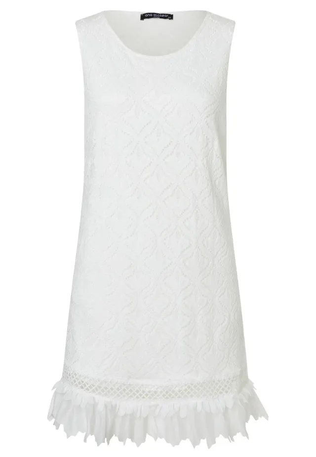 Ana Alcazar Zala abito pizzo bianco corto svasato