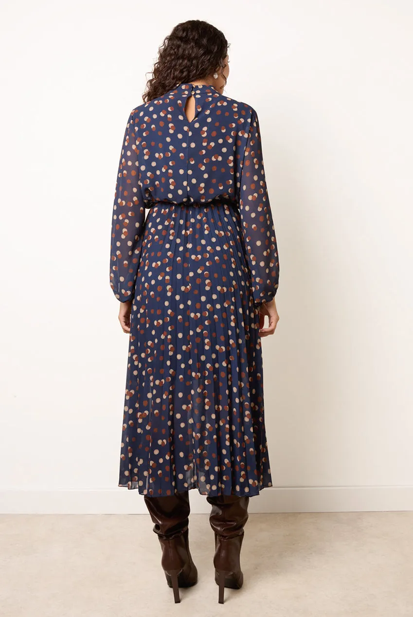 Blue Vanilla pois abito midi blu navy poliestere