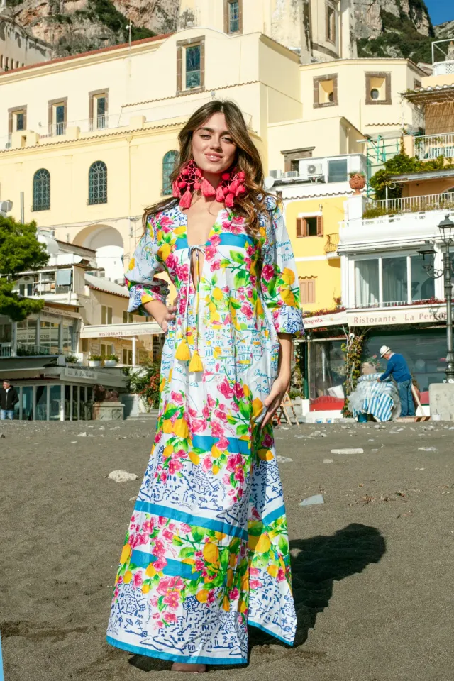 Antica Sartoria Everywhere FC344 kaftano giallo agrumi