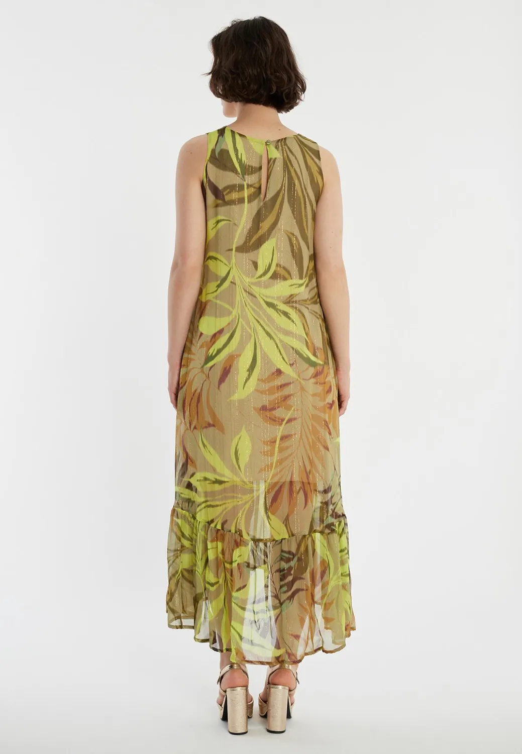Ana Alcazar Zapara abito midi verde fantasia lurex